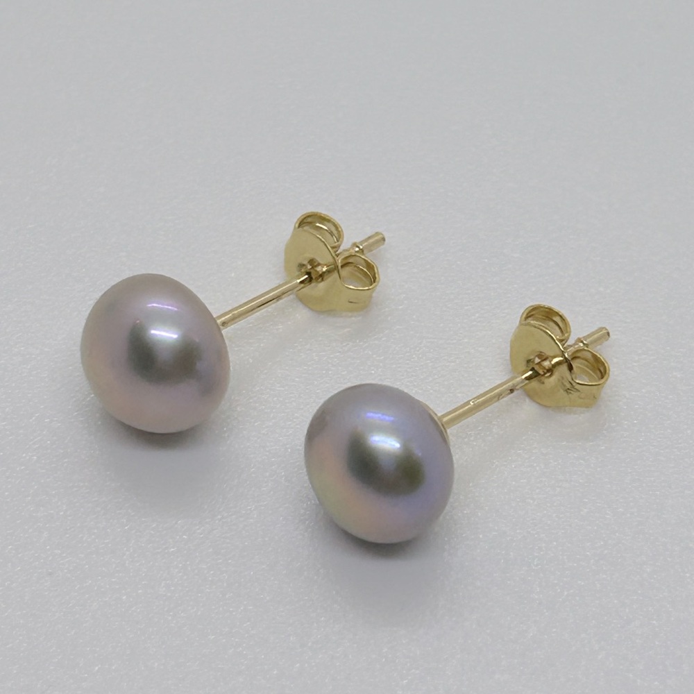 Grey 6-7mm Freshwater Pearl Gold Plated Earrings